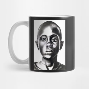 charcoal portrait of a black boy Mug